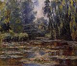 Claude Monet Famous Paintings - The Water-Lily Pond and Bridge